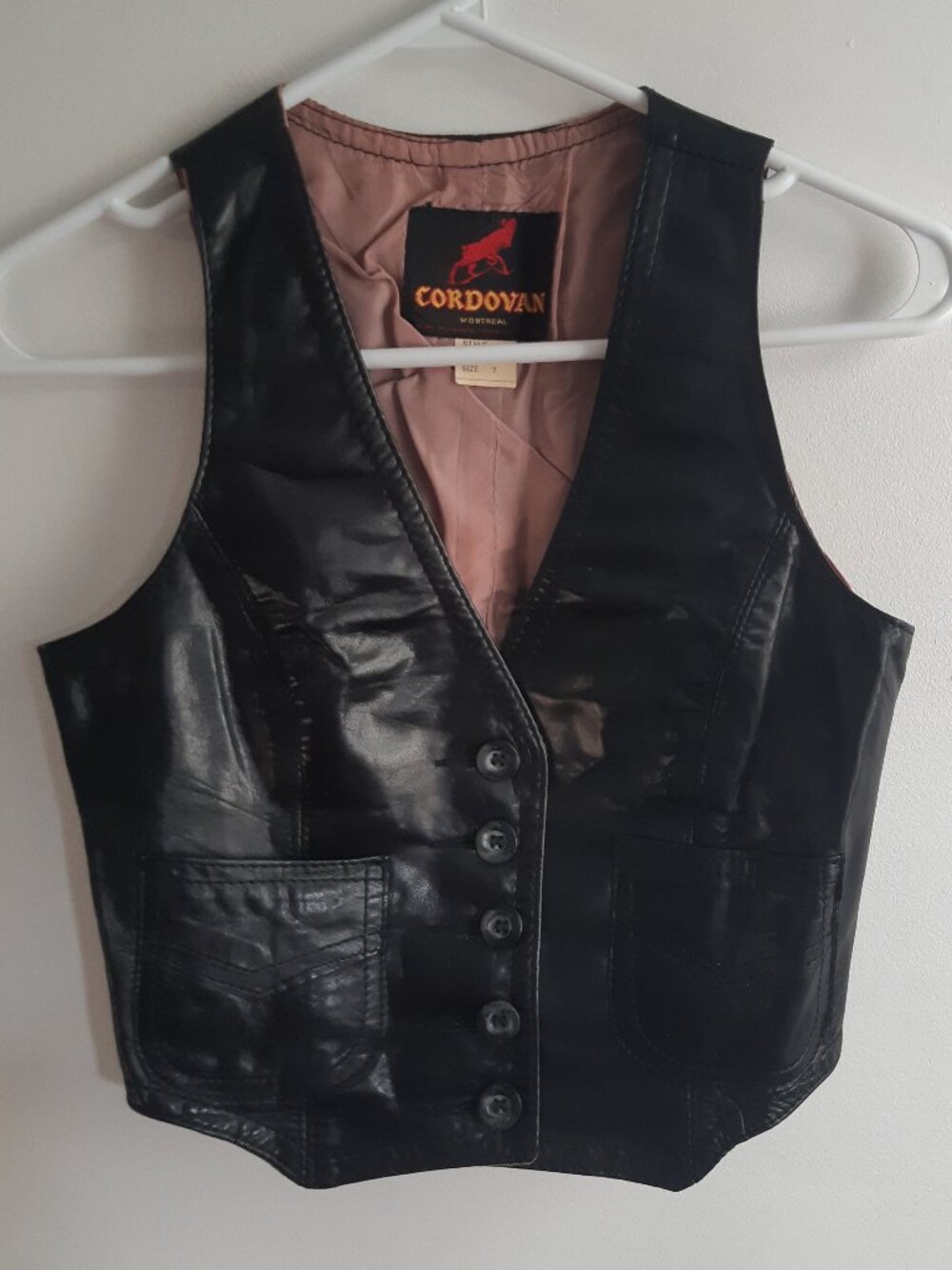 Authentic Cordovan Montreal Genuine Leather Vest Made In Canada Black Size 7